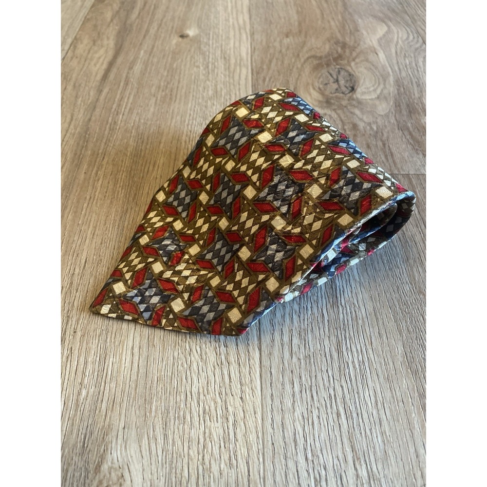 Christian‎ Dior Monsieur Mens Tie Red Polyester Geometric